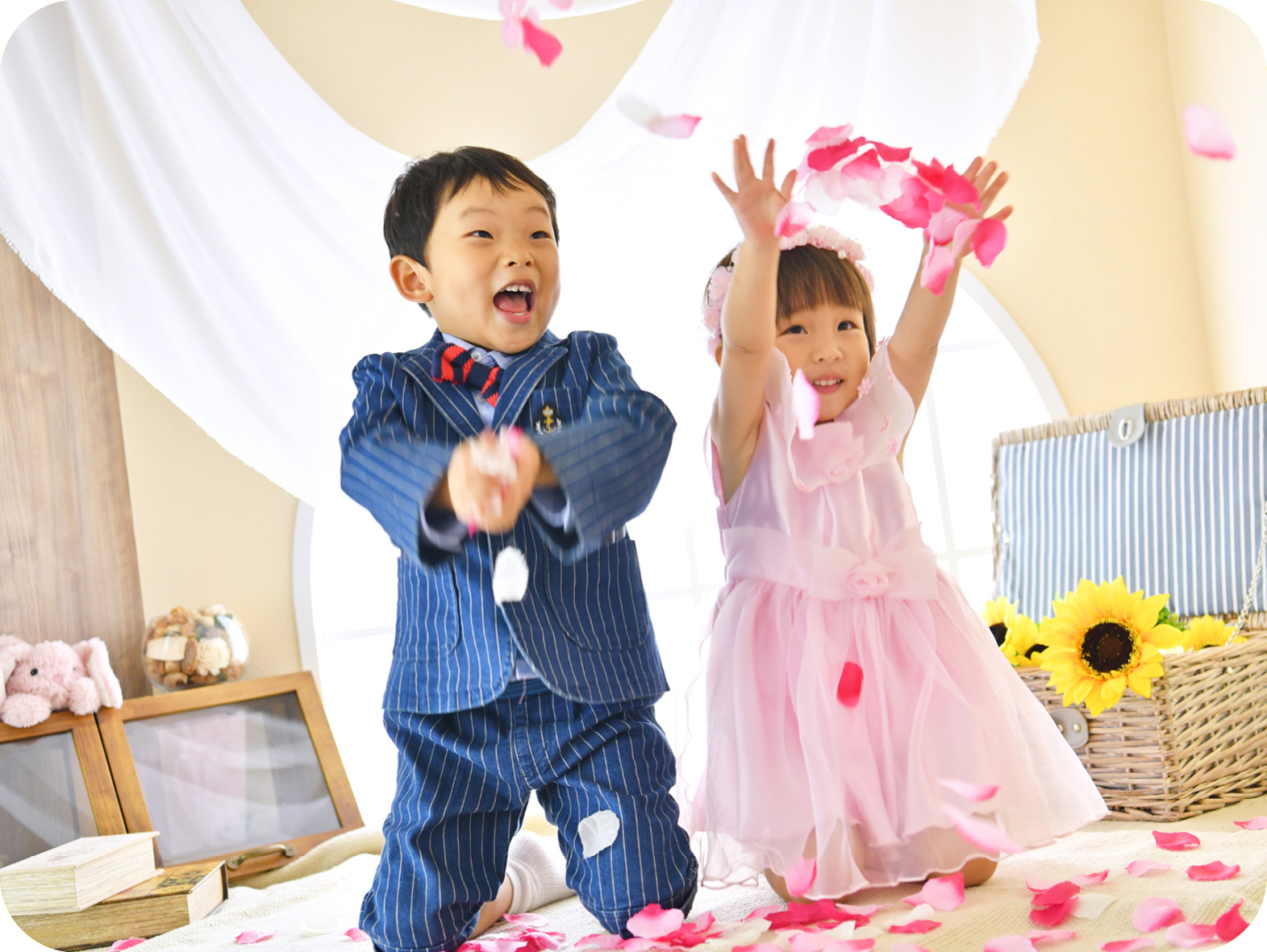 兄妹2人の笑顔をうまく引き出して