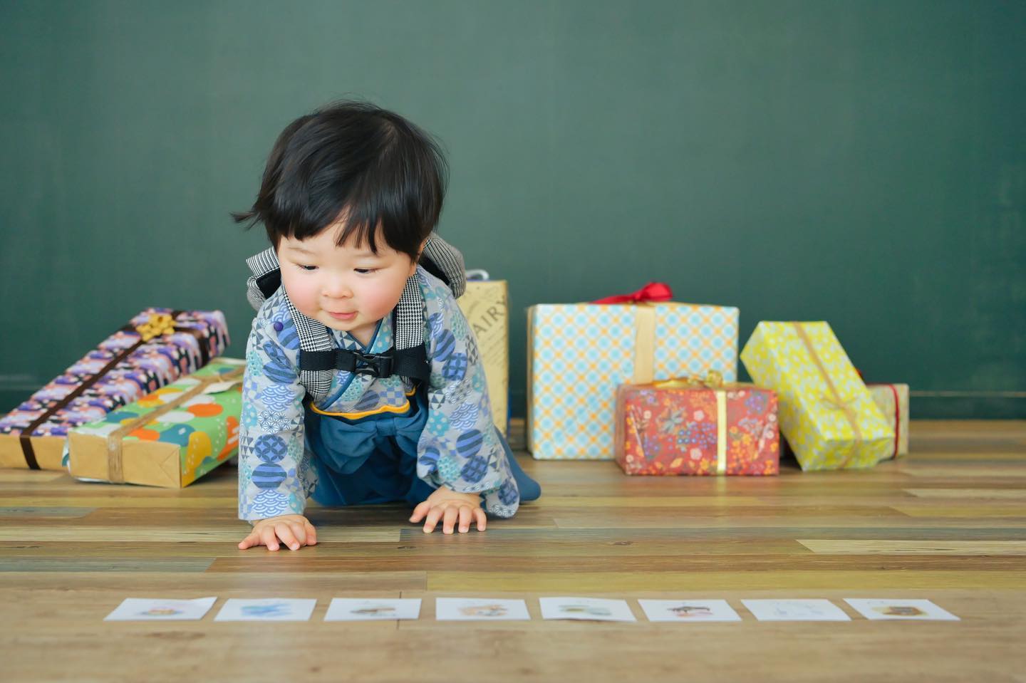 選び取りカードで誕生日写真撮影