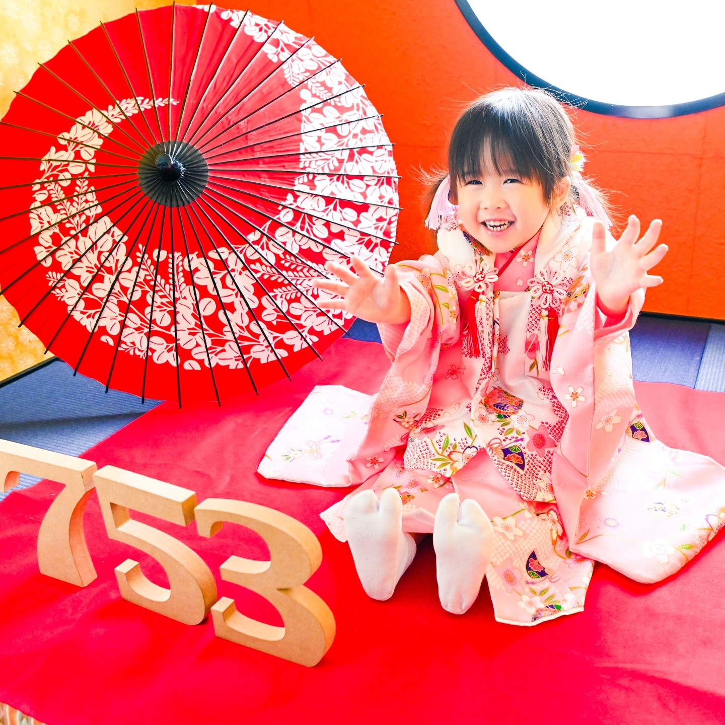 かわいい着物を着て七五三